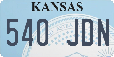 KS license plate 540JDN