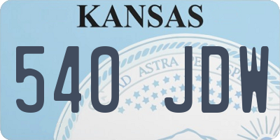 KS license plate 540JDW