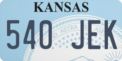 KS license plate 540JEK