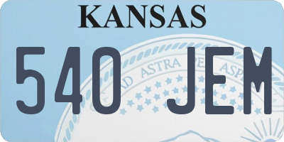 KS license plate 540JEM