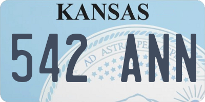 KS license plate 542ANN