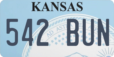 KS license plate 542BUN