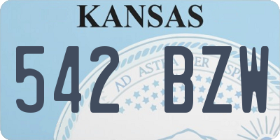 KS license plate 542BZW