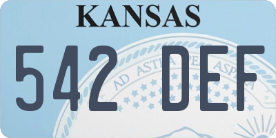 KS license plate 542DEF