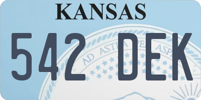 KS license plate 542DEK