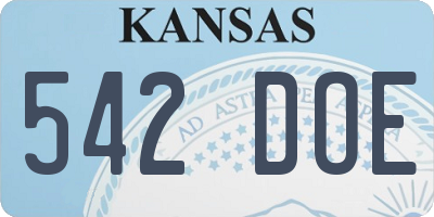 KS license plate 542DOE