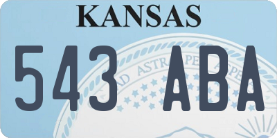 KS license plate 543ABA
