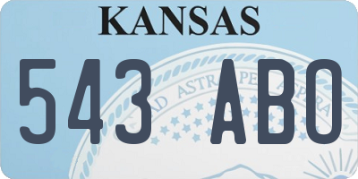 KS license plate 543ABO