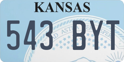 KS license plate 543BYT