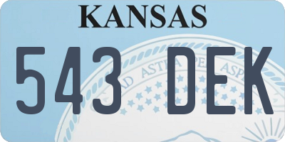 KS license plate 543DEK