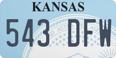 KS license plate 543DFW