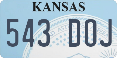 KS license plate 543DOJ