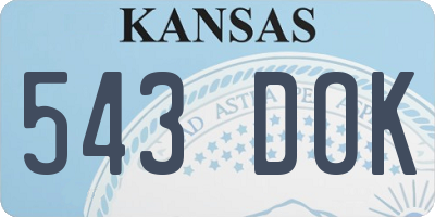 KS license plate 543DOK