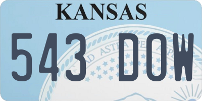 KS license plate 543DOW