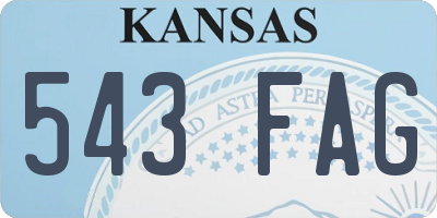 KS license plate 543FAG