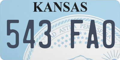 KS license plate 543FAO