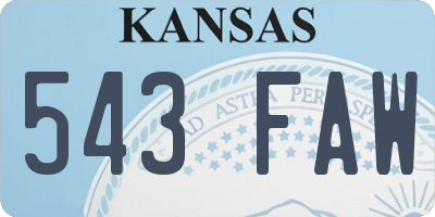 KS license plate 543FAW