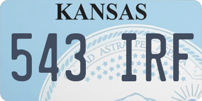 KS license plate 543IRF