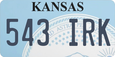 KS license plate 543IRK