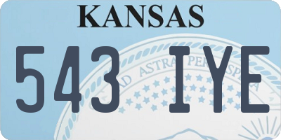 KS license plate 543IYE