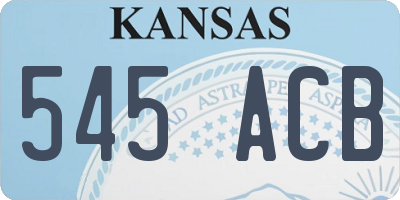 KS license plate 545ACB