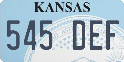 KS license plate 545DEF