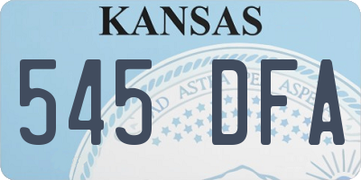 KS license plate 545DFA
