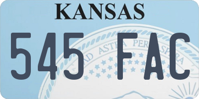 KS license plate 545FAC