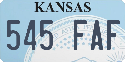 KS license plate 545FAF