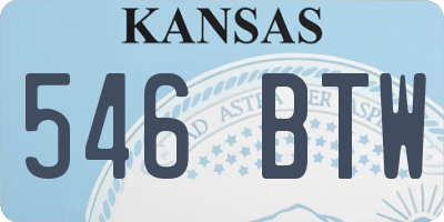 KS license plate 546BTW