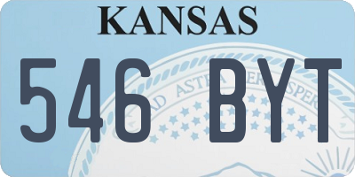 KS license plate 546BYT