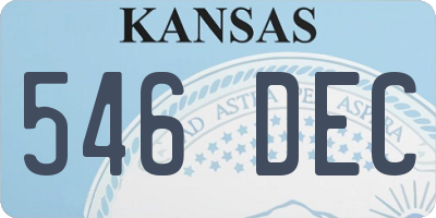 KS license plate 546DEC