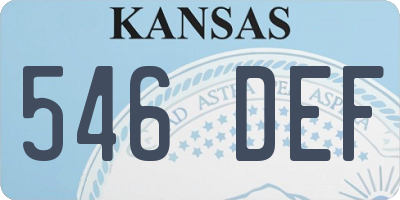 KS license plate 546DEF