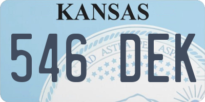 KS license plate 546DEK
