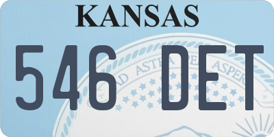 KS license plate 546DET