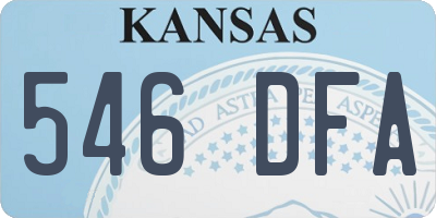 KS license plate 546DFA