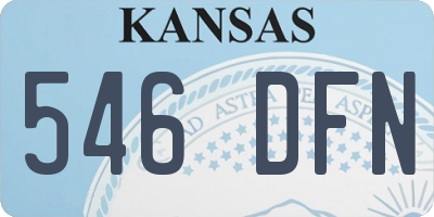 KS license plate 546DFN