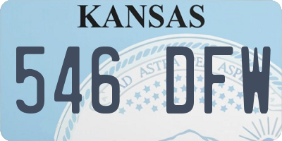 KS license plate 546DFW