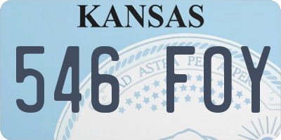 KS license plate 546FOY