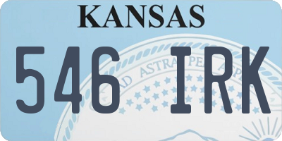 KS license plate 546IRK