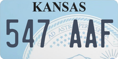 KS license plate 547AAF