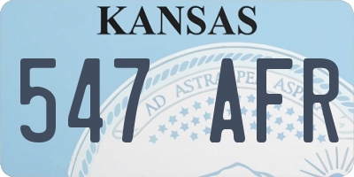 KS license plate 547AFR