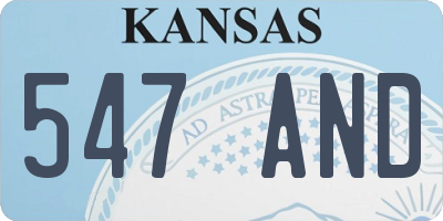 KS license plate 547AND