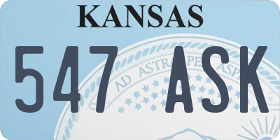 KS license plate 547ASK
