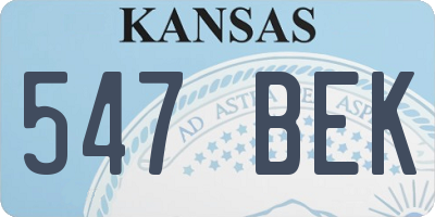 KS license plate 547BEK