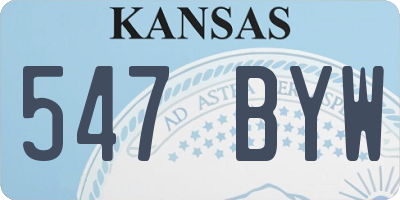 KS license plate 547BYW