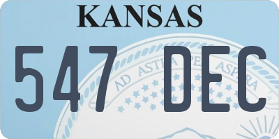 KS license plate 547DEC