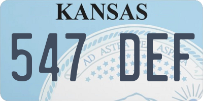 KS license plate 547DEF