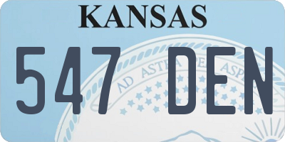 KS license plate 547DEN