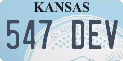 KS license plate 547DEV